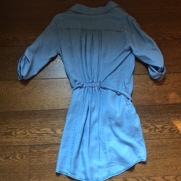 Chambray Belted Popover Boho Shirt Dress XS - Picture 7 of 7